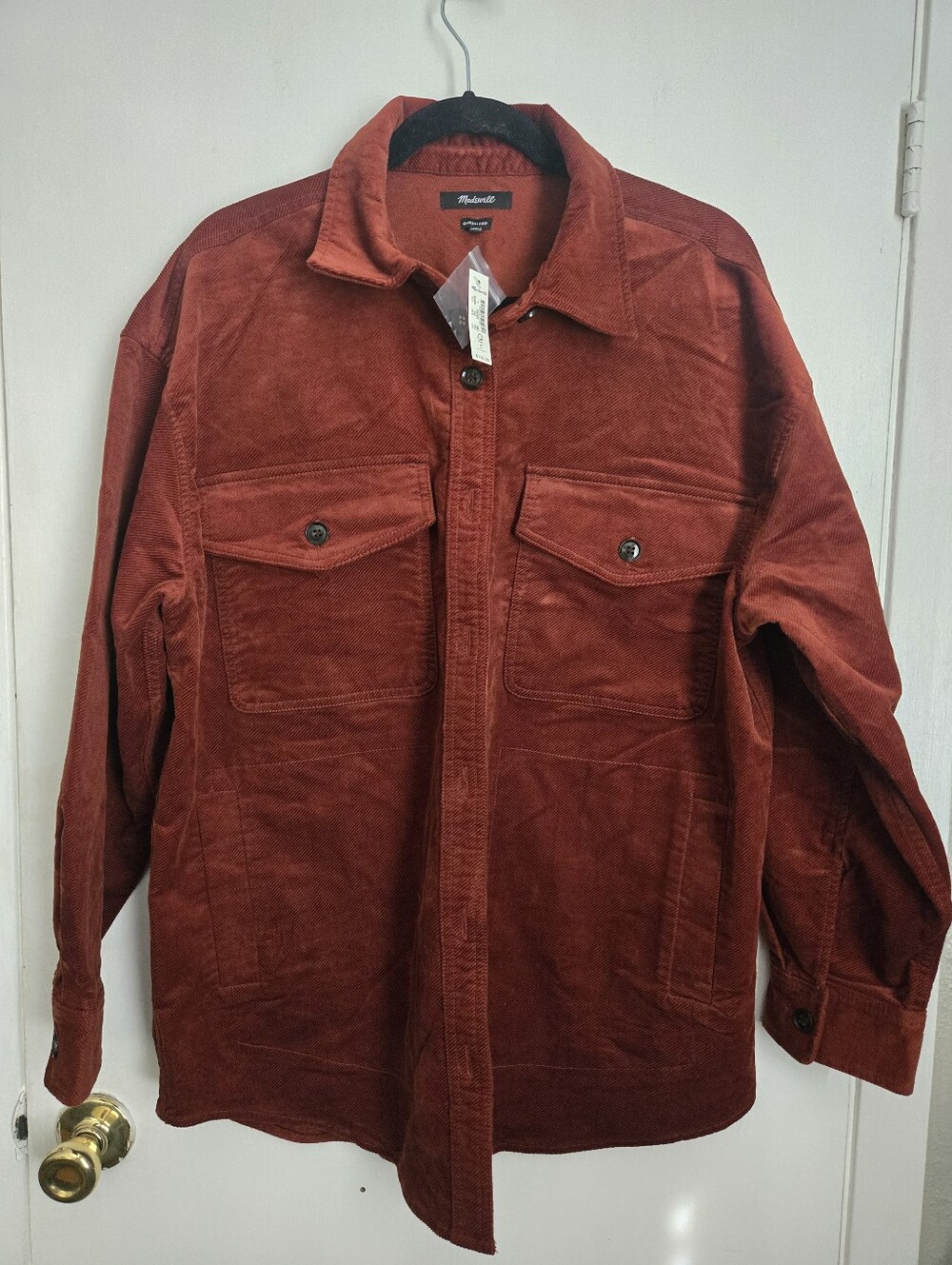 NWT Madewell Women's Rust Red Corduroy Shirt Jacket Sz L